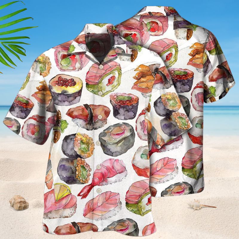 Colorful Sushi Hawaiian Shirt For Tropical Holidays, Outdoor Gatherings, And Everyday Comfort