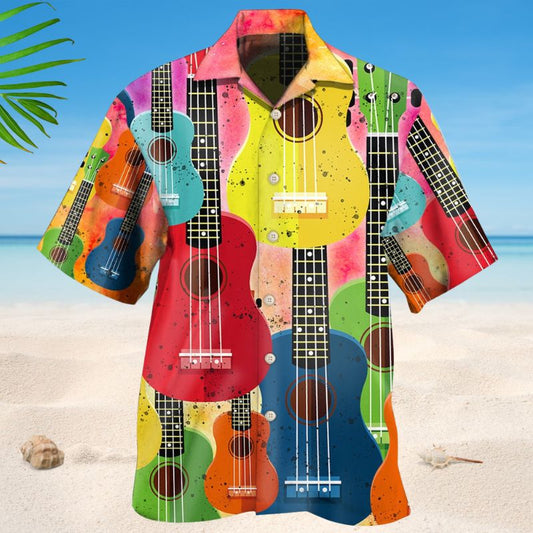 Colorful Ukulele Music Hawaiian Shirt For Beach Days, Summer Outings, And Thoughtful Gift Giving