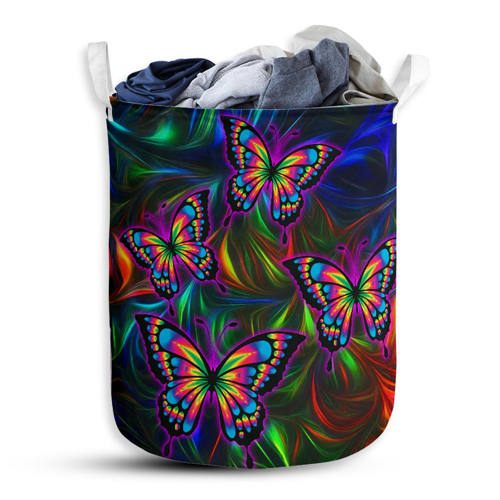 Butterfly Colorful Butterfly Mysterious Style Laundry Basket For Bedroom Bathroom Nursery Dorm And Household Storage
