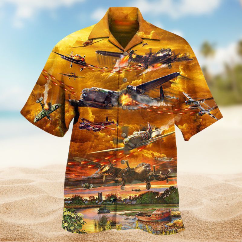 Combat Aircraft Flying Hawaiian Shirt For Tropical Trips Coastal Events And Distinctive Summer Style