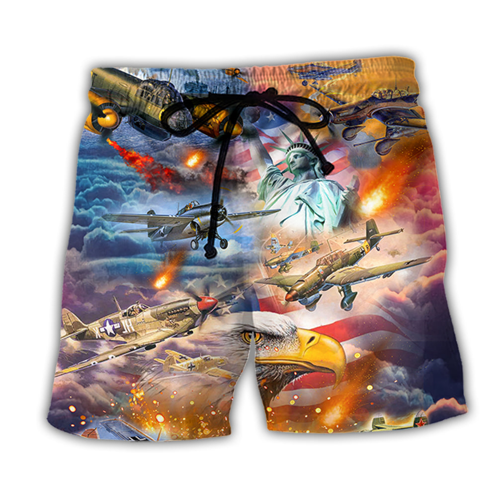 Combat Aircraft America Beach Shorts Design Detail For Motorsport Fans And Vacation Style