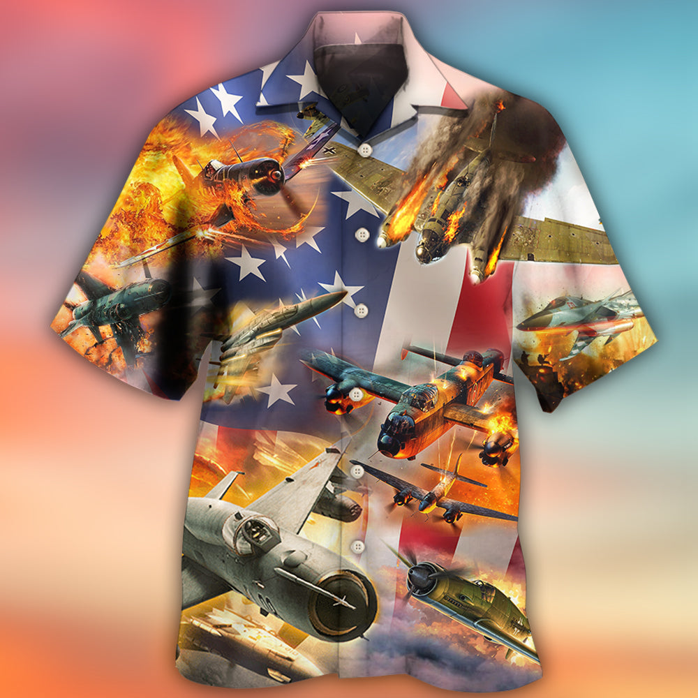 Combat Aircraft Independence Day Hawaiian Shirt Design Detail For Sunny Adventures And Casual Wear