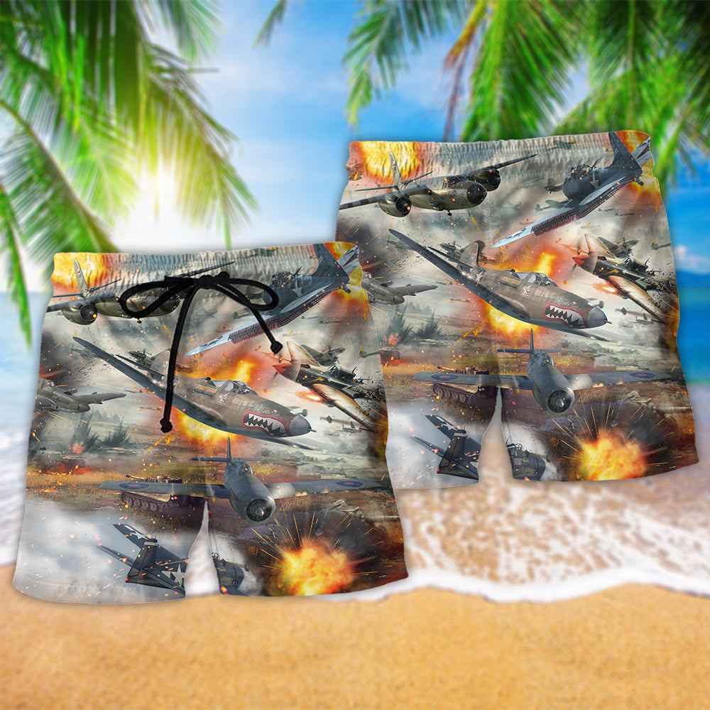 Combat Aircraft War Flight Beach Shorts Design Detail For Motorsport Fans And Vacation Style