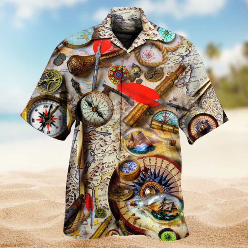 Compass Anywhere Hawaiian Shirt For Tropical Holidays, Outdoor Gatherings, And Everyday Comfort