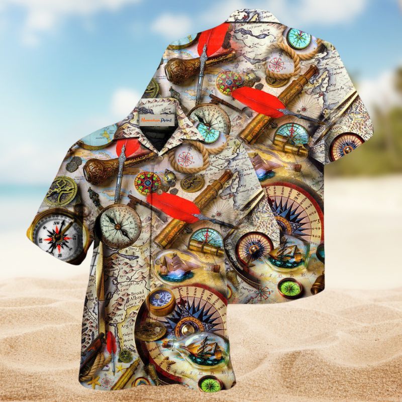 Compass Anywhere Hawaiian Shirt For Tropical Holidays, Outdoor Gatherings, And Everyday Comfort
