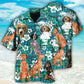 Floral Tropical Coonhound Hawaiian Shirt For Summer Vacation, Beach Travel, And Casual Wear