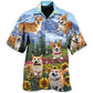 Floral Cute Corgi Play Hawaiian Shirt For Coastal Travel, Casual Events, And Comfortable Summer Wear
