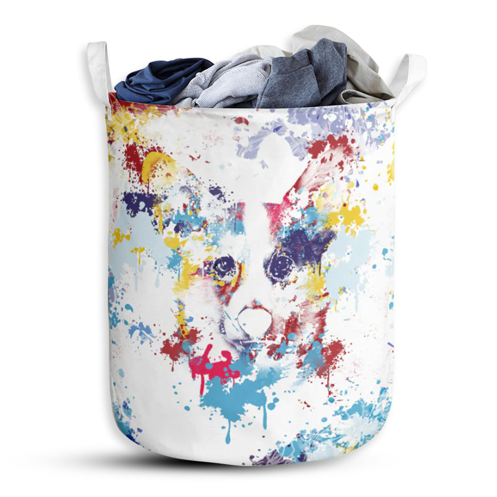 Corgi Watercolor Laundry Basket For Bathroom Bedroom Storage