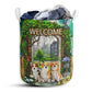 Corgi Welcome Green Garden Laundry Basket For Bathroom Bedroom Storage