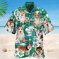 Tropical Corgi Green Hawaiian Shirt For Summer Vacation, Beach Travel, And Casual Wear