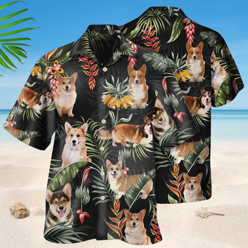 Tropical Corgi Dog Hawaiian Shirt For Nature Fans, Resort Trips, And Comfortable Warm Weather Wear