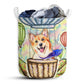 Small Size Corgi And Air Balloon Laundry Basket For Bathroom Bedroom Storage