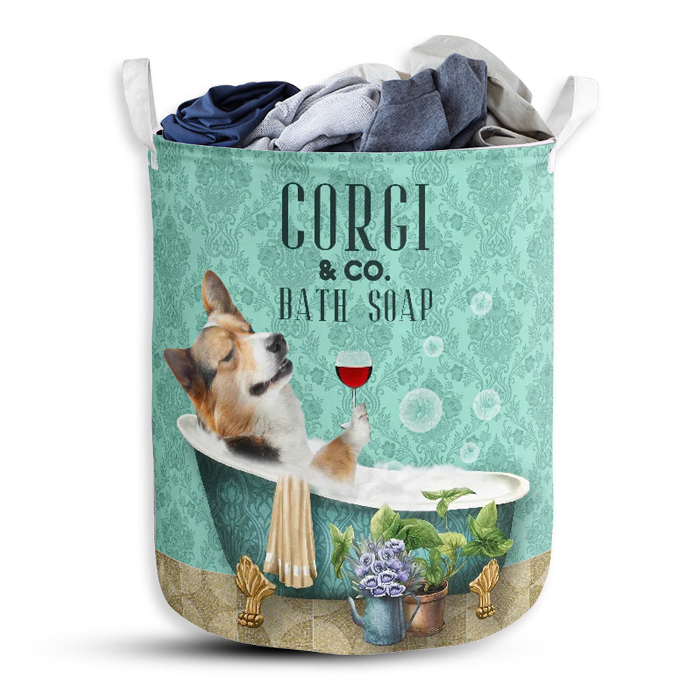Small Size Corgi And Bath Soap Laundry Basket For Bathroom Bedroom Storage