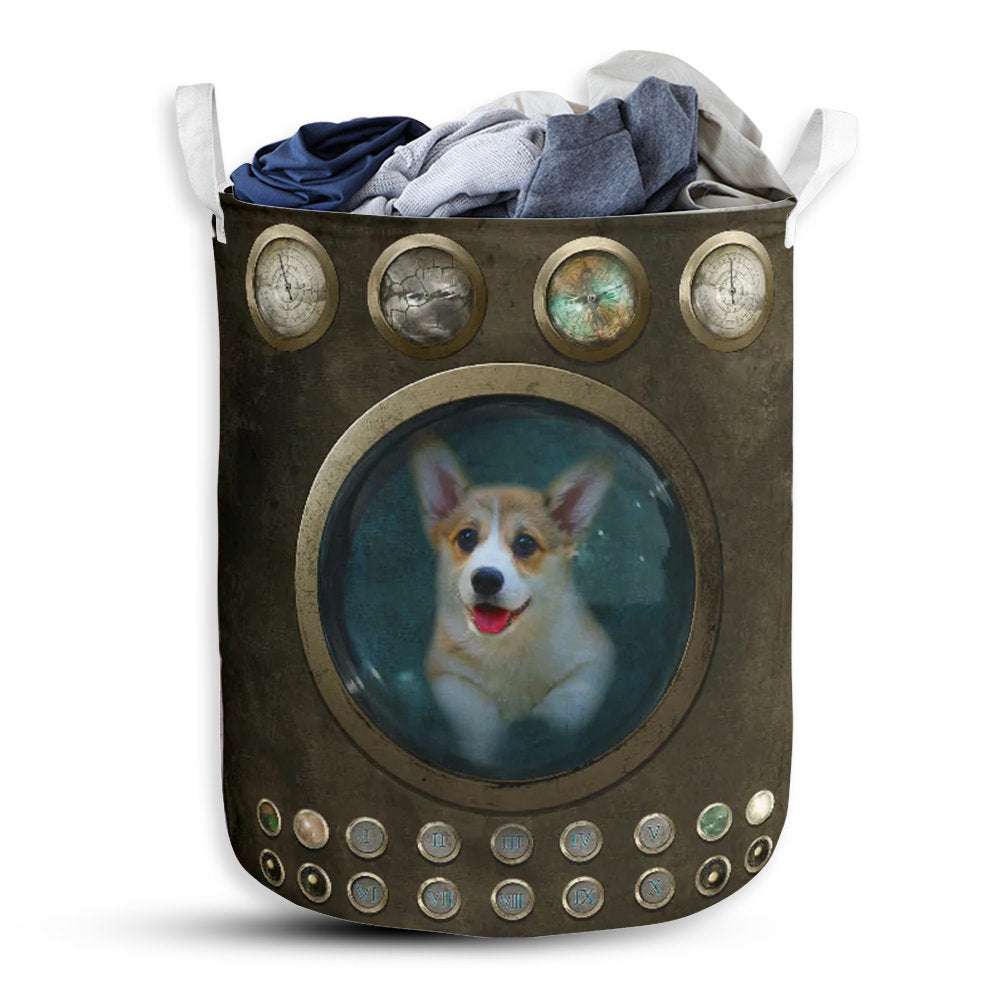 Small Size Corgi And Broken Hole Laundry Basket For Bathroom Bedroom Storage