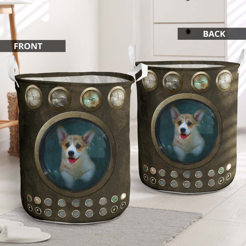 Corgi And Broken Hole Laundry Basket For Room Home Organizer