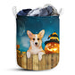 Small Size Corgi And Pumpkin Halloween Night Laundry Basket For Bathroom Bedroom Storage