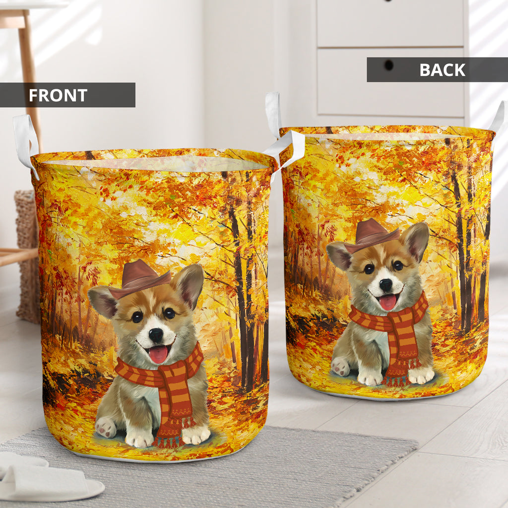 Corgi Autumn Dreamy Style Laundry Basket For Room Home Organizer