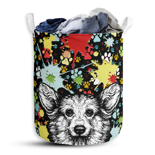 Small Size Corgi Colorful Laundry Basket For Bathroom Bedroom Storage