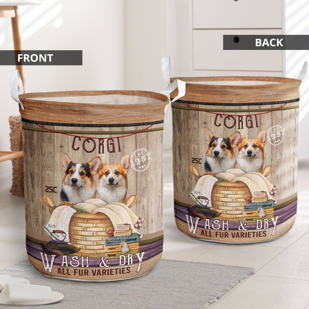 Corgi Couple 1957 Style Laundry Basket For Room Home Organizer