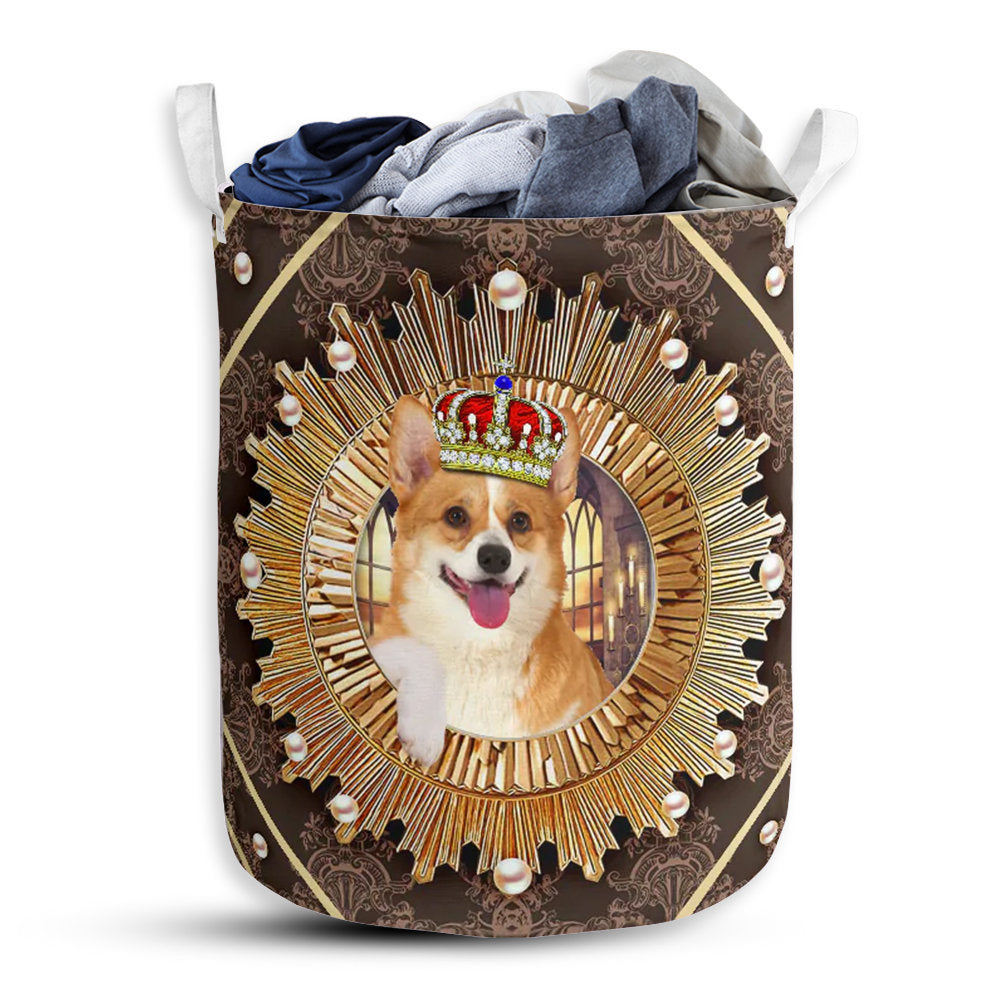 Small Size Corgi Crown Royal Style Laundry Basket For Bathroom Bedroom Storage