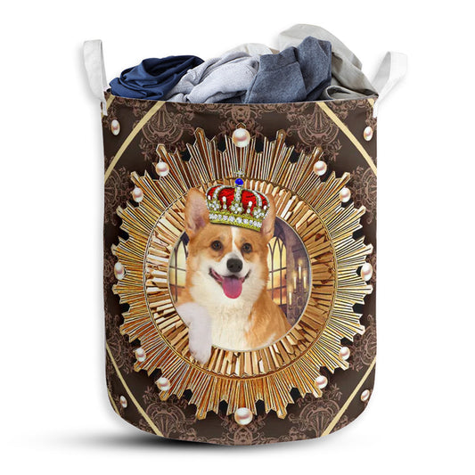 Small Size Corgi Crown Royal Style Laundry Basket For Bathroom Bedroom Storage