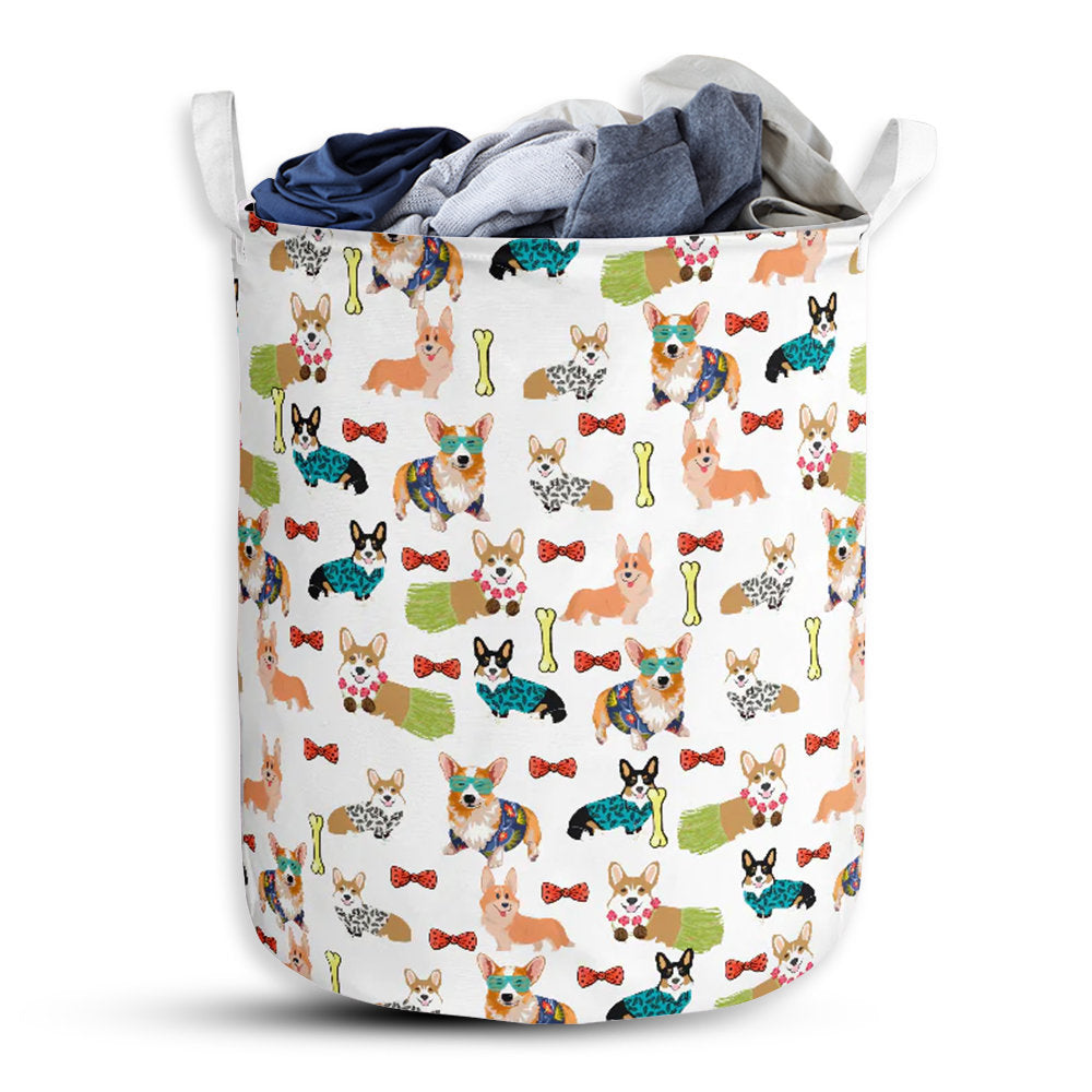 Small Size Corgi Cute Pattern Style Laundry Basket For Bathroom Bedroom Storage