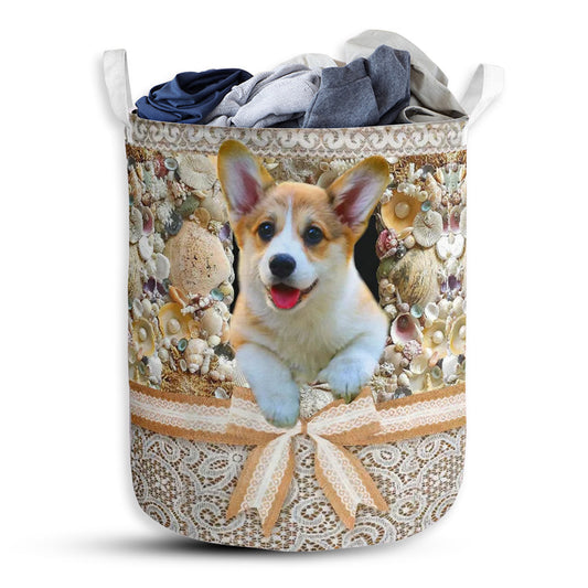 Small Size Corgi Diamond Lace Style Laundry Basket For Bathroom Bedroom Storage