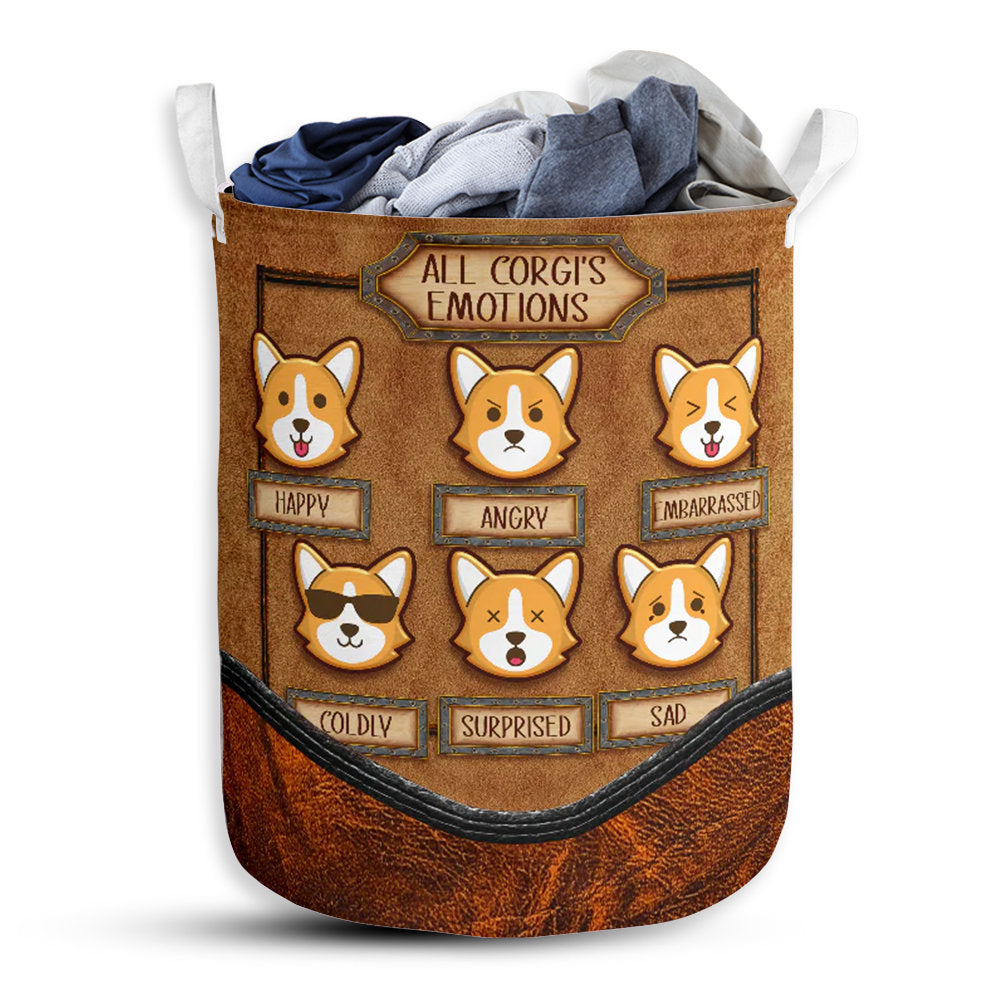 Small Size Corgi Emotions Laundry Basket For Bathroom Bedroom Storage