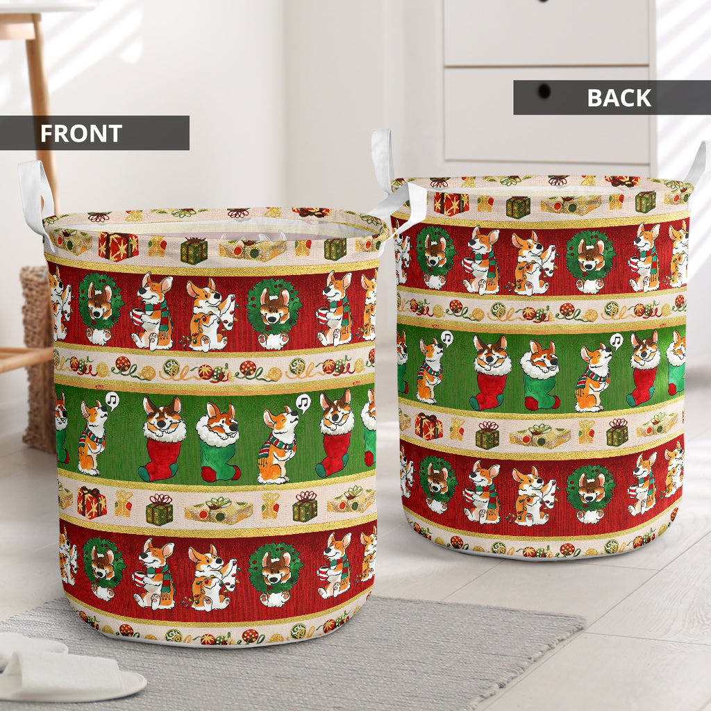 Corgi Funny Christmas Lover Laundry Basket For Room Home Organizer
