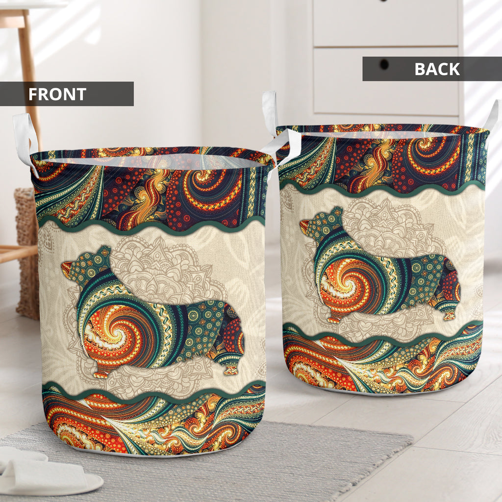 Corgi Galaxy Mandala Style Laundry Basket For Room Home Organizer
