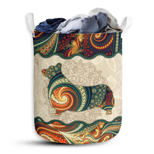 Small Size Corgi Galaxy Mandala Style Laundry Basket For Bathroom Bedroom Storage