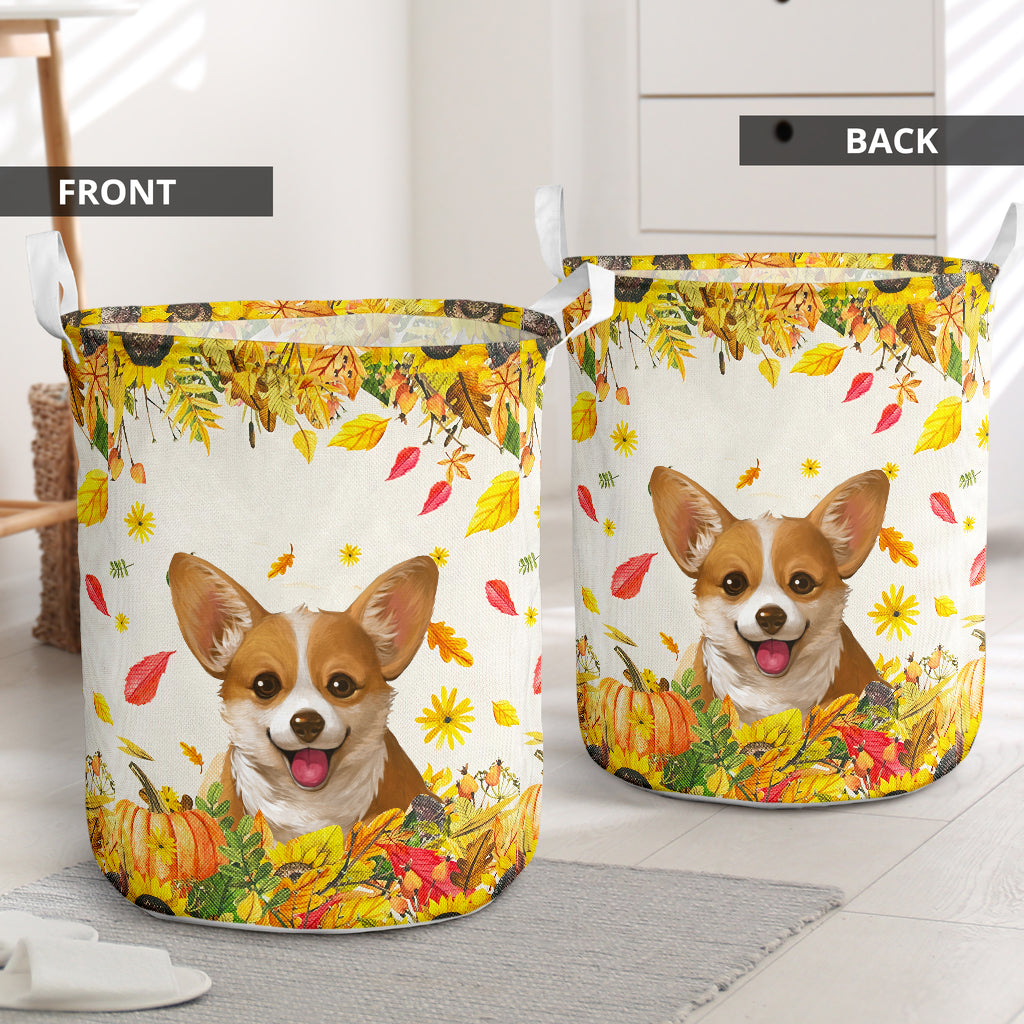 Corgi Halloween Fall In Love Laundry Basket For Room Home Organizer