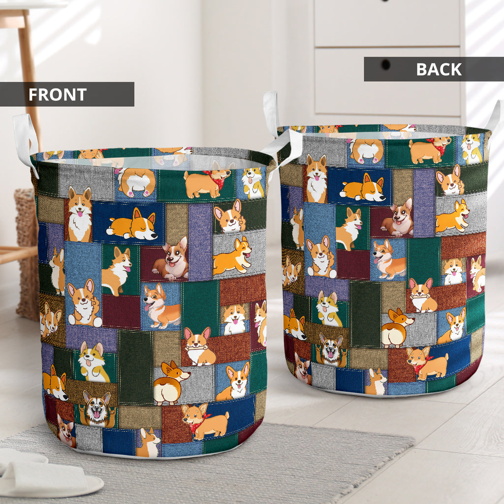 Corgi Little Happy Laundry Basket For Room Home Organizer