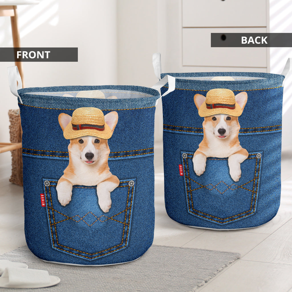 Corgi Jean Basic Lovely Style Laundry Basket For Room Home Organizer