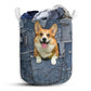 Small Size Corgi Jean Laundry Basket For Bathroom Bedroom Storage