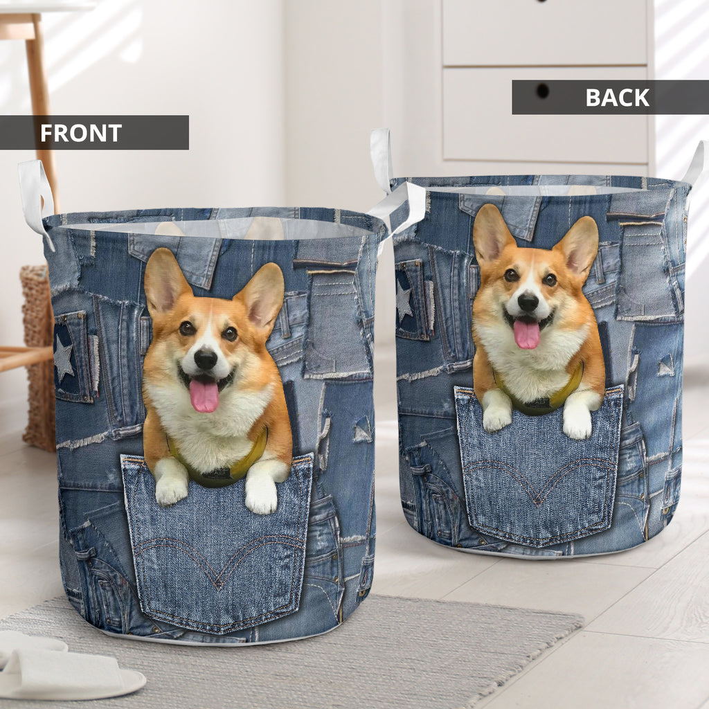 Corgi Jean Laundry Basket For Room Home Organizer