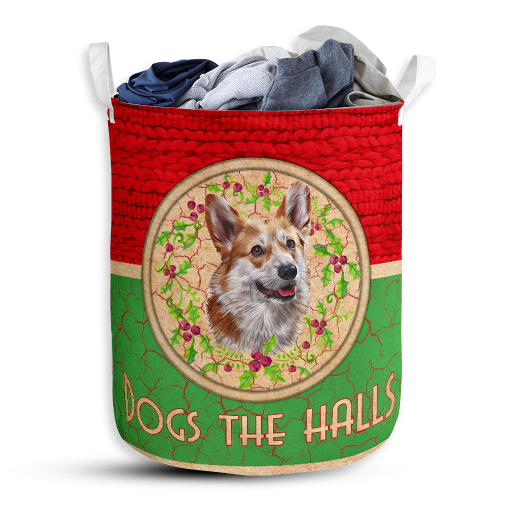 Small Size Corgi Knit Wool Laundry Basket For Bathroom Bedroom Storage