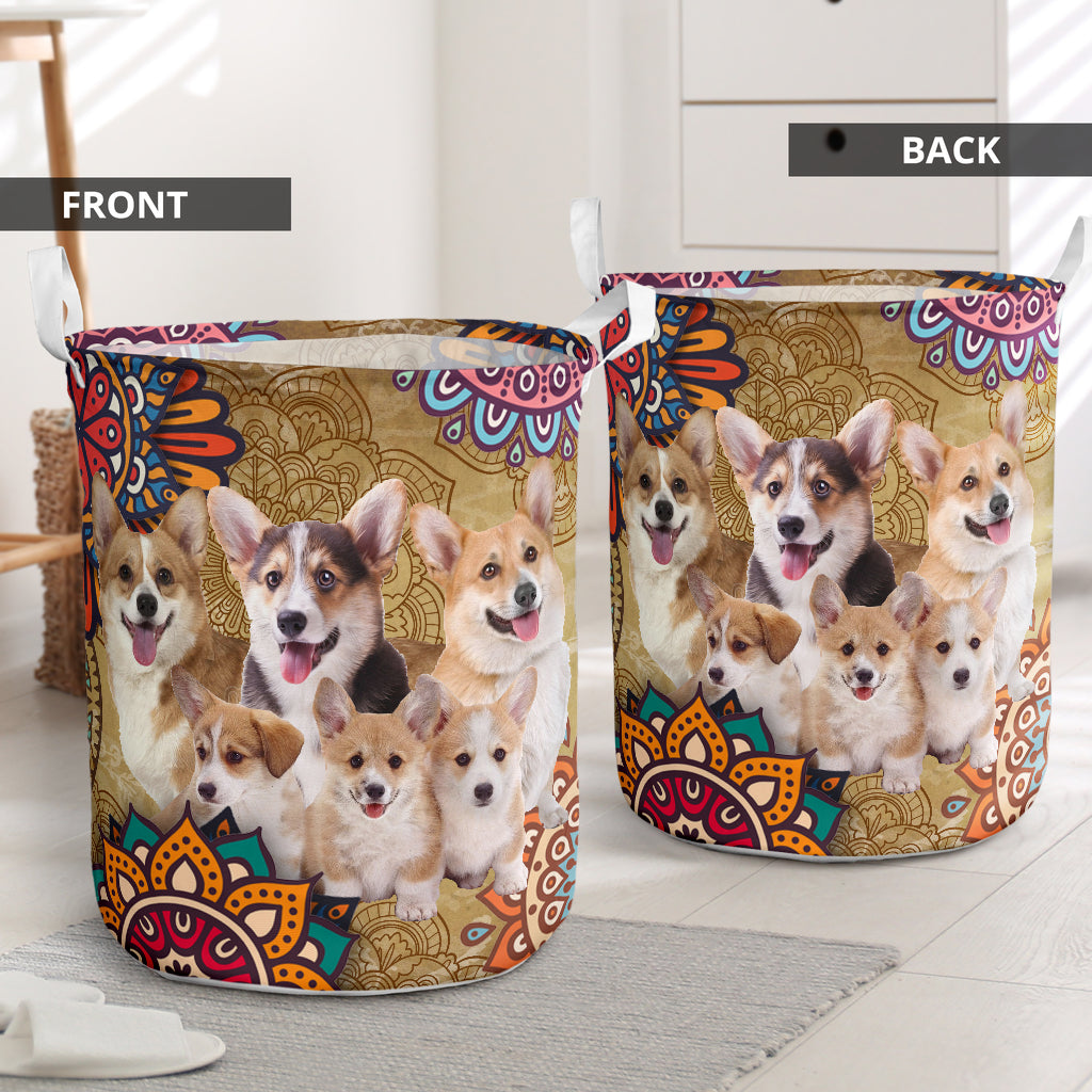Corgi Mandala Style Laundry Basket For Room Home Organizer