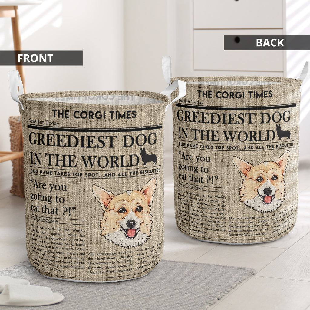 Corgi Newspaper Linen Laundry Basket For Room Home Organizer