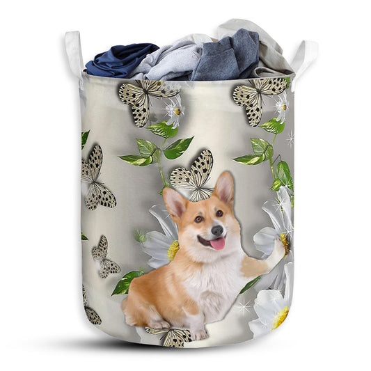 Small Size Corgi Oil Painting Laundry Basket For Bathroom Bedroom Storage