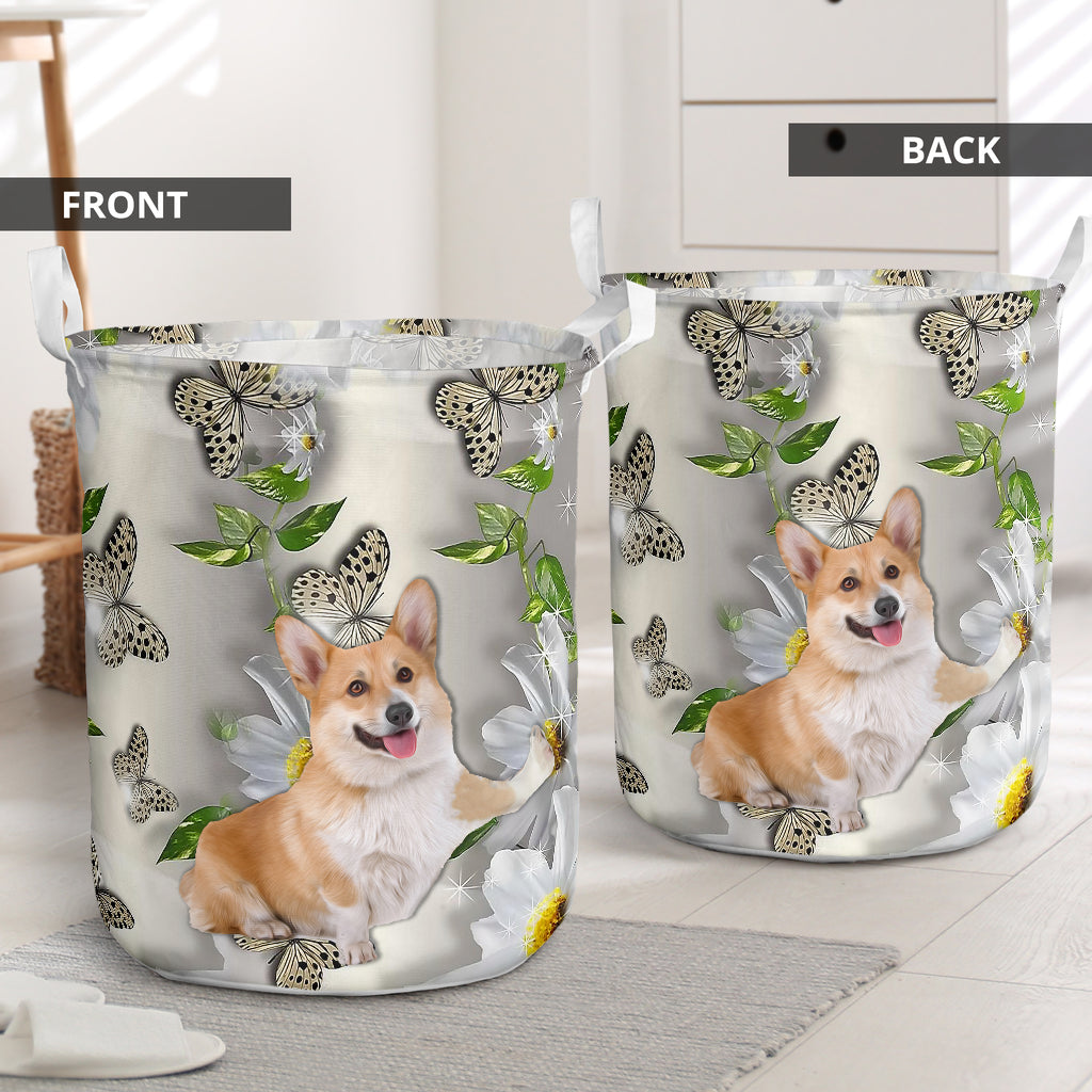 Corgi Oil Painting Laundry Basket For Room Home Organizer
