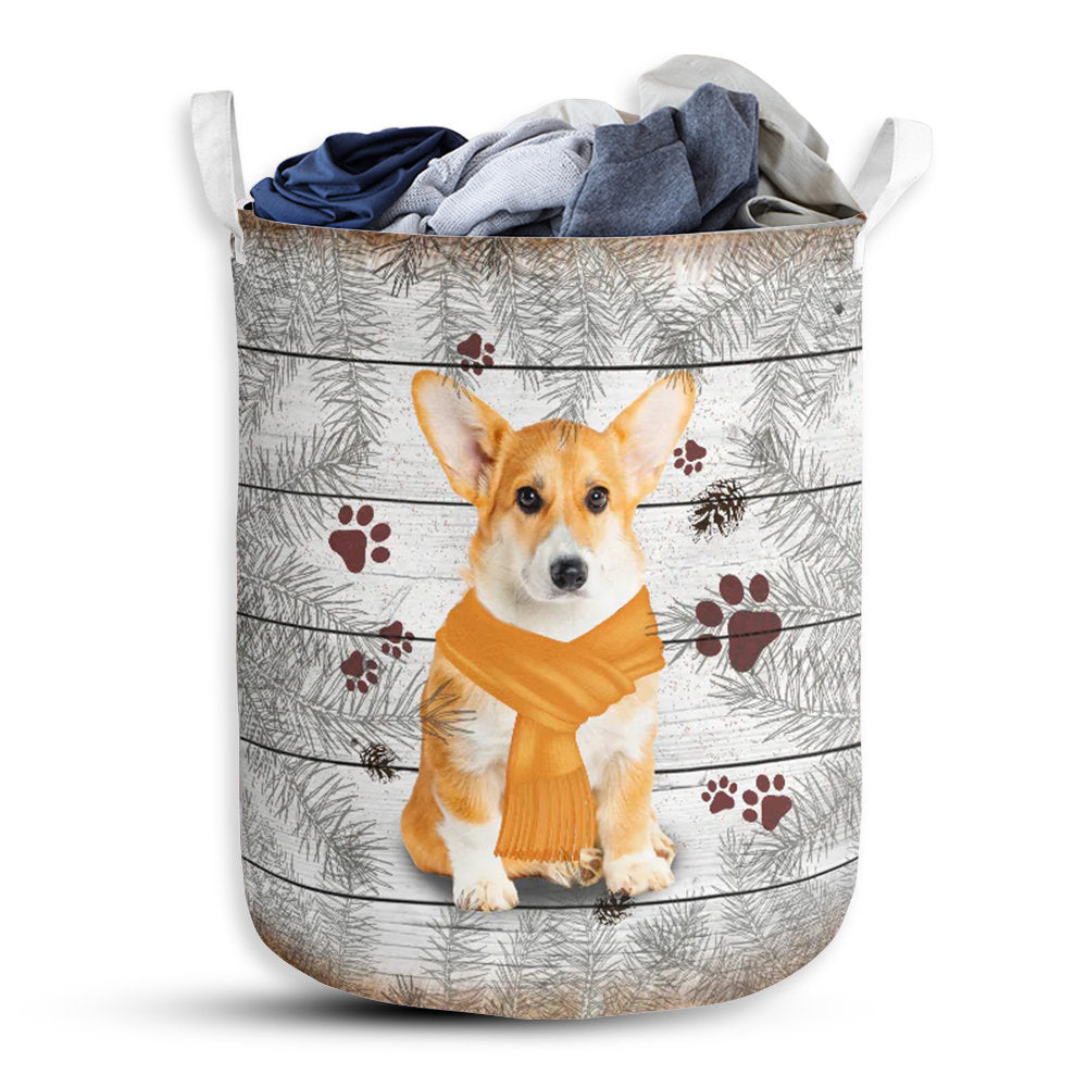 Small Size Corgi Pine Needles Laundry Basket For Bathroom Bedroom Storage