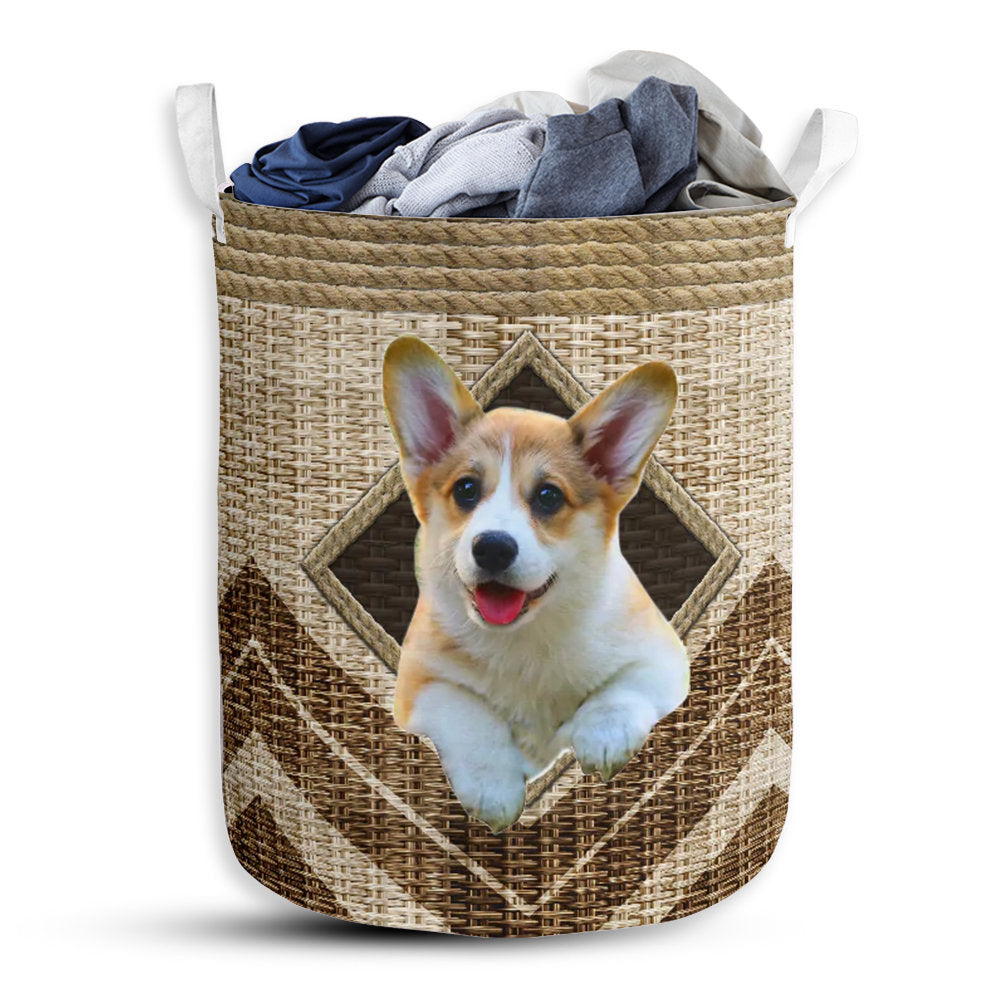 Small Size Corgi Rope Handmade Laundry Basket For Bathroom Bedroom Storage