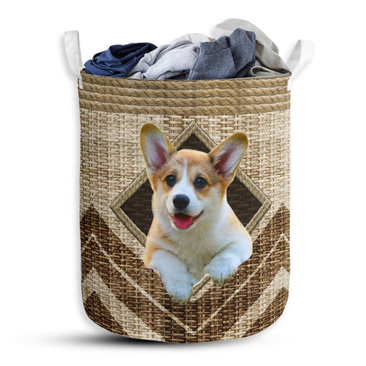 Small Size Corgi Rope Handmade Laundry Basket For Bathroom Bedroom Storage