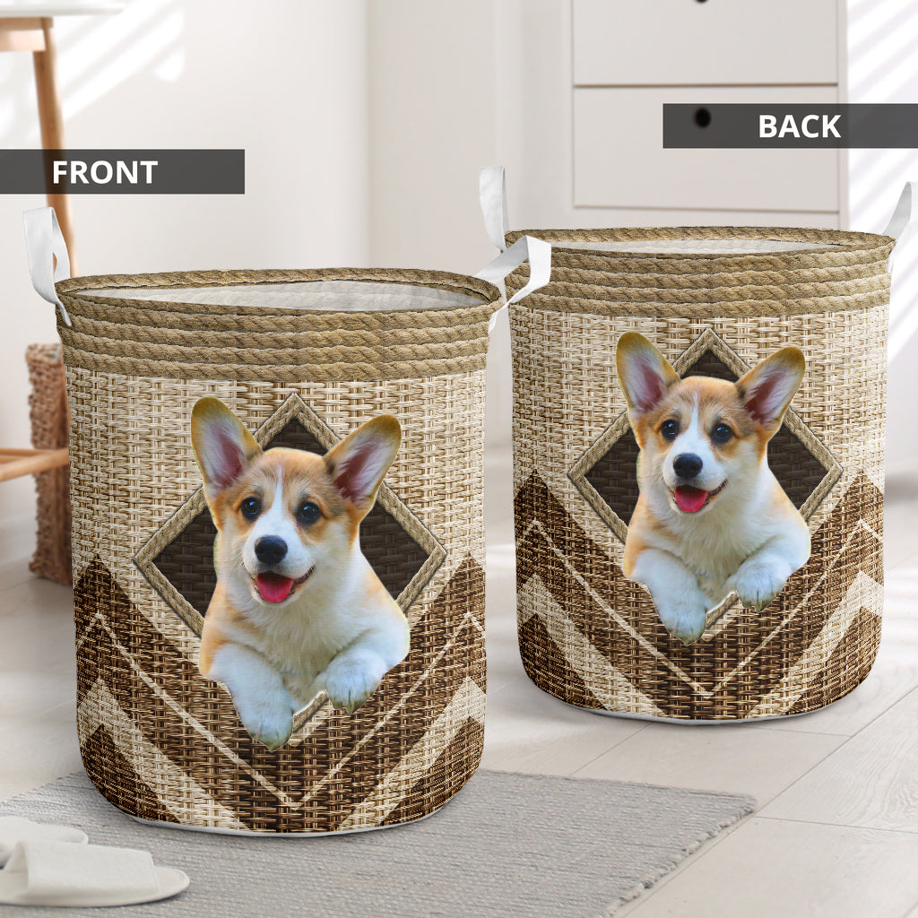Corgi Rope Handmade Laundry Basket For Room Home Organizer