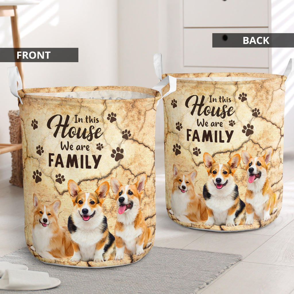 Corgi Tracked Wall We Are Family Laundry Basket For Room Home Organizer