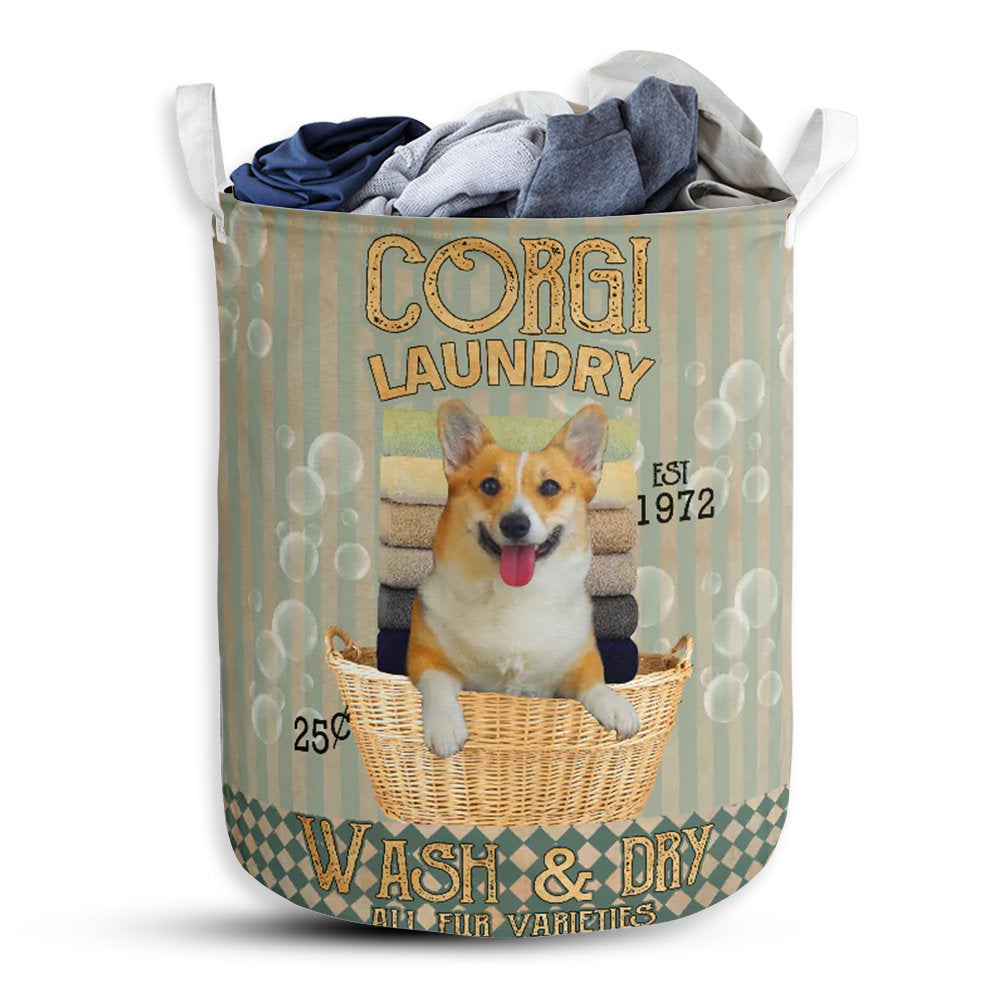 Small Size Corgi Wash And Dry Laundry Basket For Bathroom Bedroom Storage