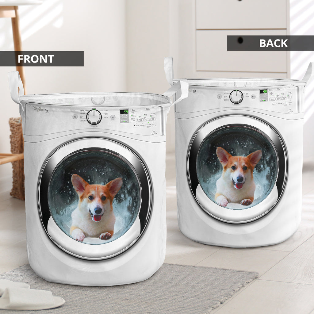 Corgi Washing Machine Laundry Basket For Room Home Organizer