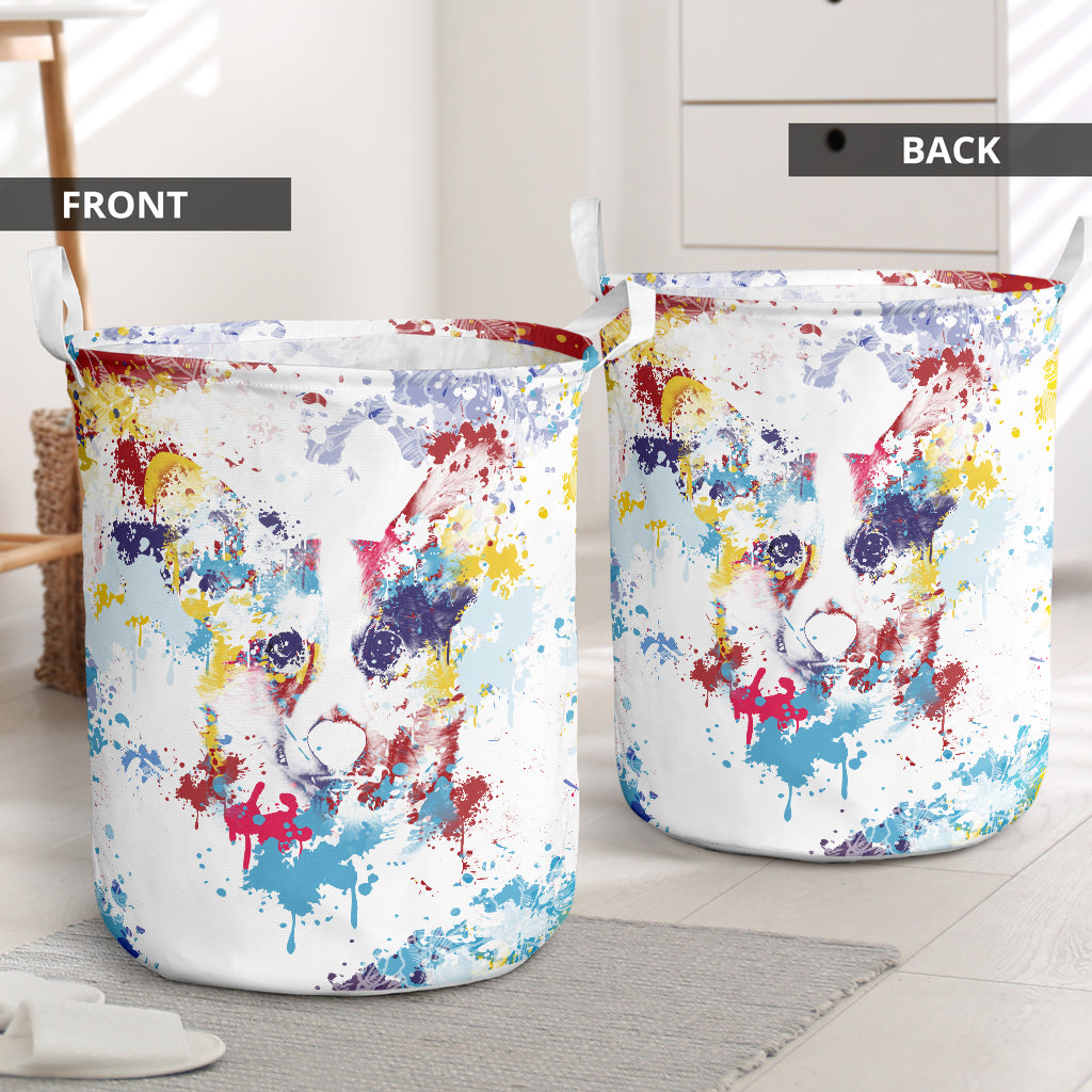 Corgi Watercolor Laundry Basket For Room Home Organizer