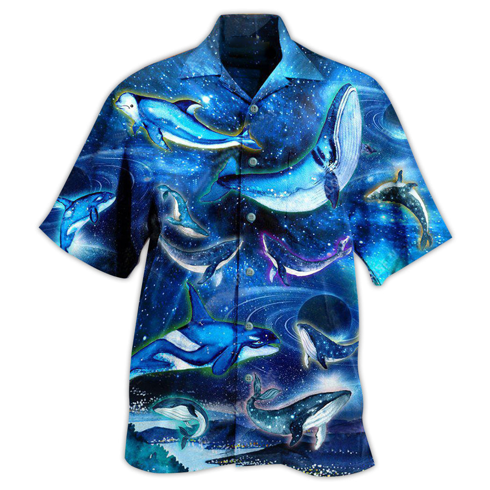 Cosmic Whale In Fantasy Space Hawaiian Shirt For Summer Vacation Beach Travel And Relaxed Casual Wear